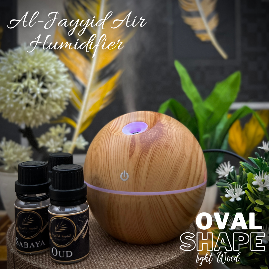 Al Jayyid Air Humidifier (OVAL SHAPE) with 3 free fragrances | Aroma Diffuser | Oud, Sabaya, Desire.