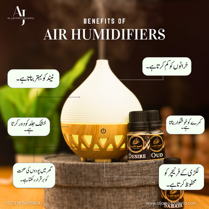 ROUND-PRO SHAPE Air Humidifier with 3 Free Fragrances | Oud, Sabaya, Desire.