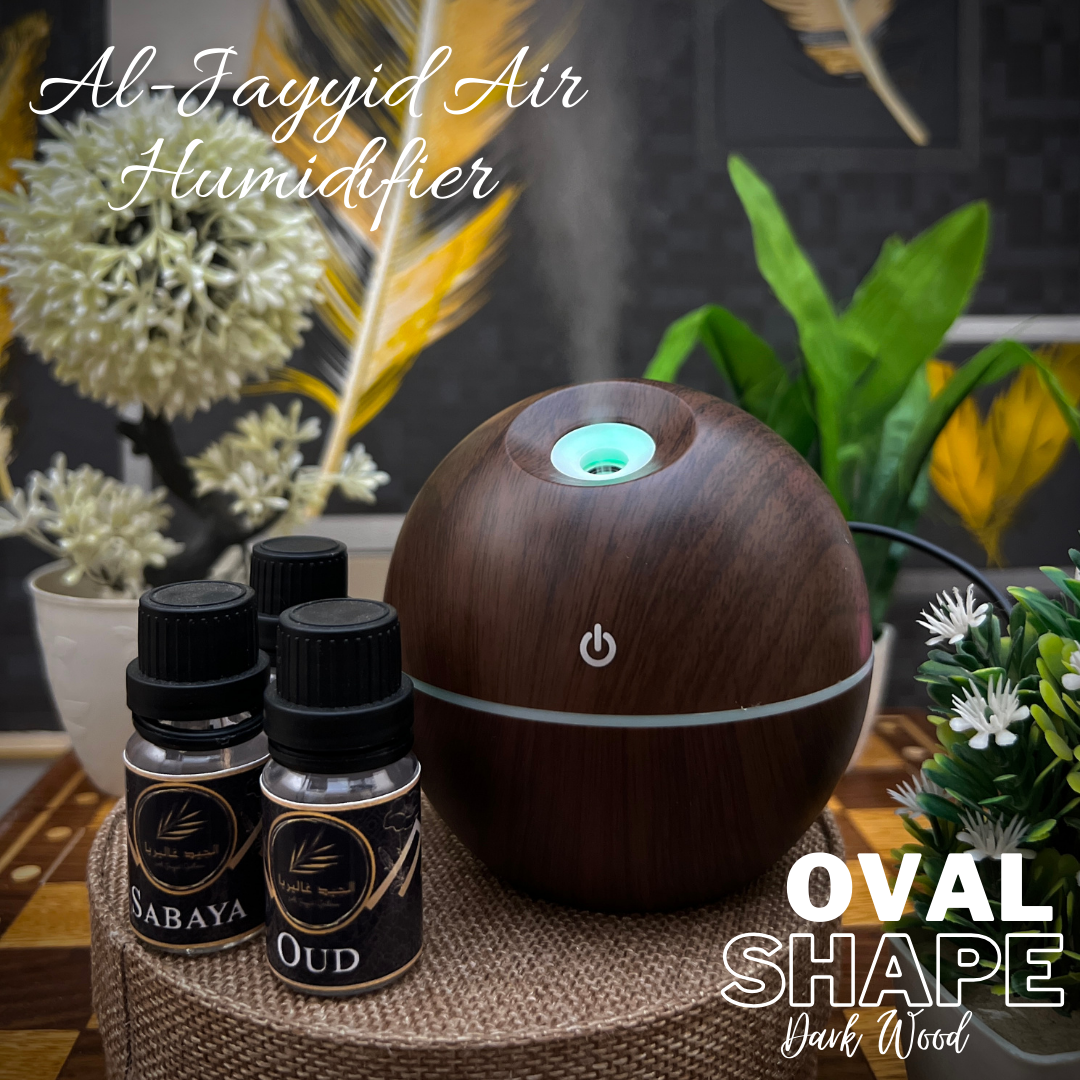 Al Jayyid Air Humidifier (OVAL SHAPE) with 3 free fragrances | Aroma Diffuser | Oud, Sabaya, Desire.