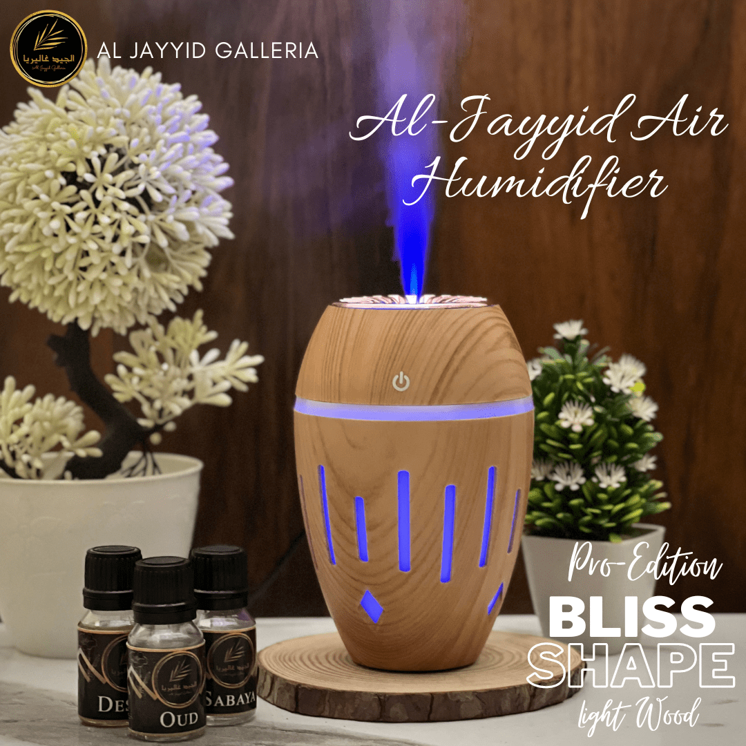 A. Al Jayyid Air Humidifier (BLISS-PRO SHAPE) with 3 free fragrances | Aroma Diffuser | Oud, Sabaya, Desire.