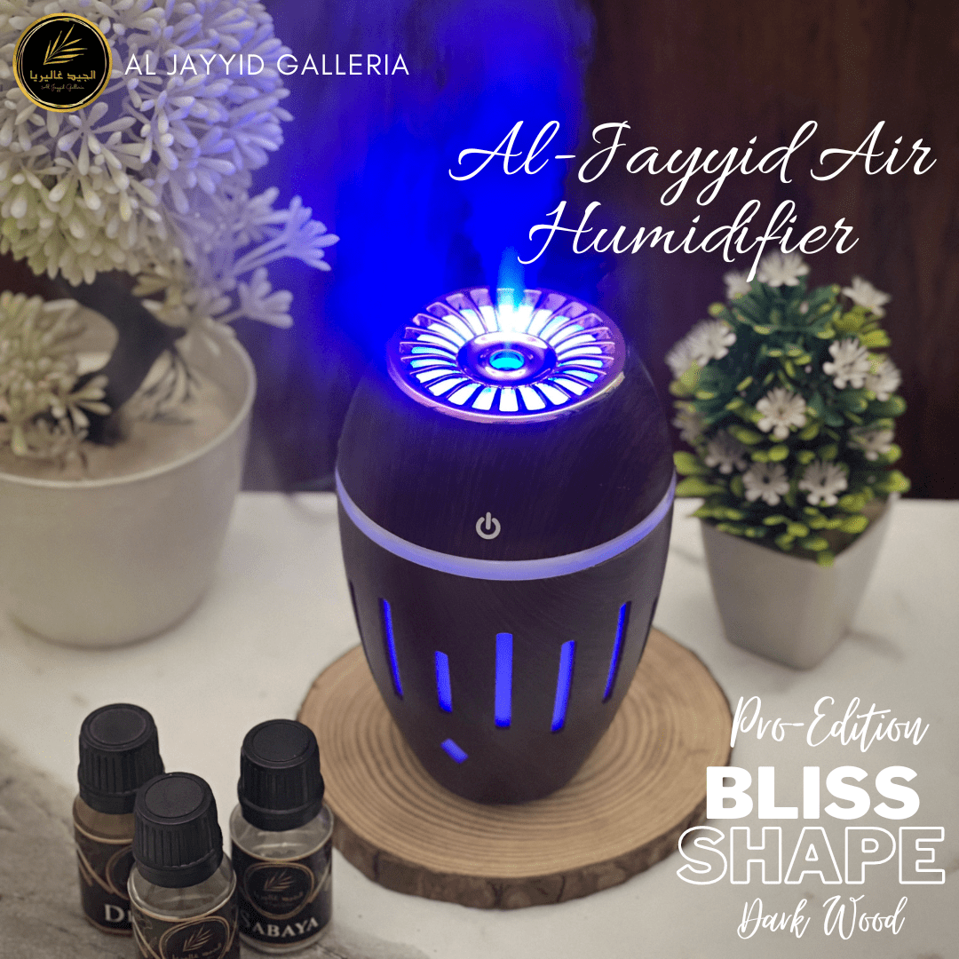 A. Al Jayyid Air Humidifier (BLISS-PRO SHAPE) with 3 free fragrances | Aroma Diffuser | Oud, Sabaya, Desire.