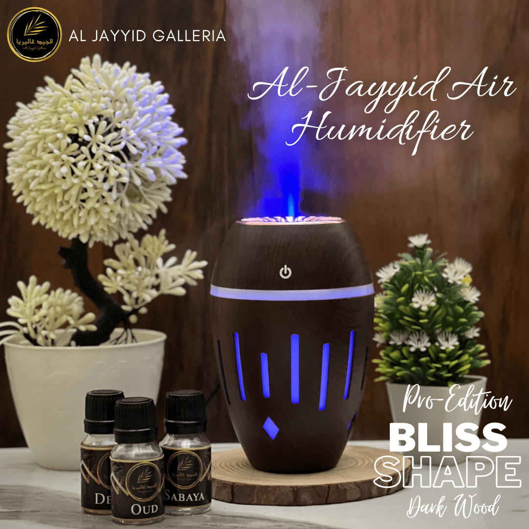 A. Al Jayyid Air Humidifier (BLISS-PRO SHAPE) with 3 free fragrances | Aroma Diffuser | Oud, Sabaya, Desire.
