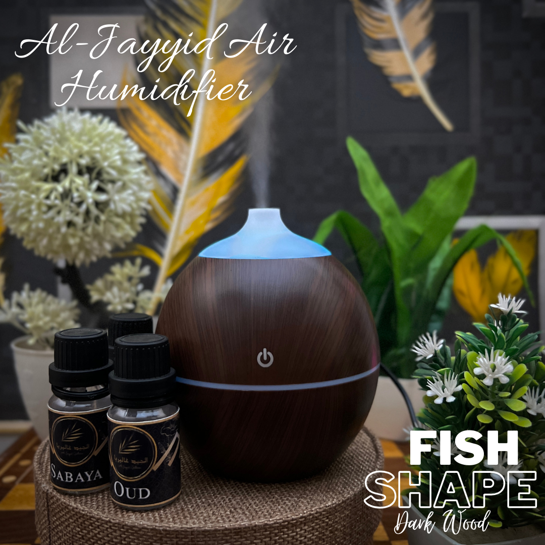 Al Jayyid Air Humidifier (FISH SHAPE) with 3 free fragrances | Aroma Diffuser | Oud, Sabaya, Desire.