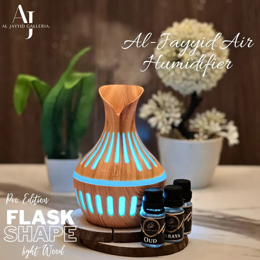 A. Al Jayyid Air Humidifier (FLASK SHAPE) with 3 free fragrances | Aroma Diffuser | Oud, Sabaya, Desire