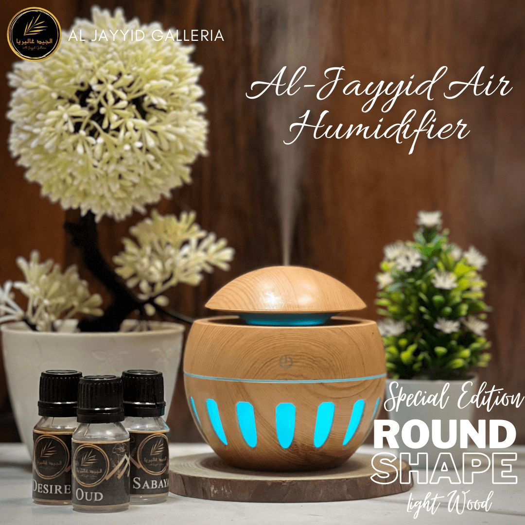 B. Al Jayyid Air Humidifier (SPECIAL EDITION ROUND) with 3 free fragrances | Aroma Diffuser | Oud, Sabaya, Desire.