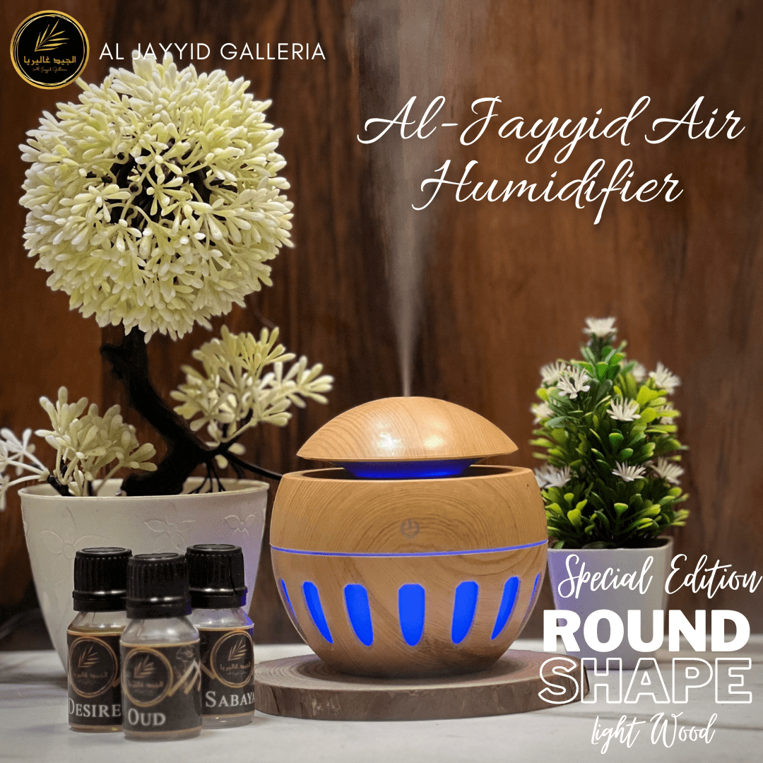 B. Al Jayyid Air Humidifier (SPECIAL EDITION ROUND) with 3 free fragrances | Aroma Diffuser | Oud, Sabaya, Desire.