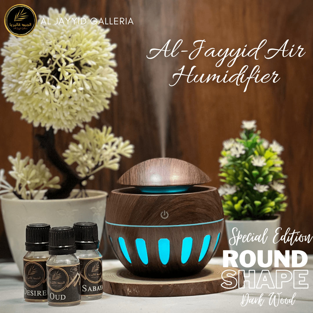 B. Al Jayyid Air Humidifier (SPECIAL EDITION ROUND) with 3 free fragrances | Aroma Diffuser | Oud, Sabaya, Desire.