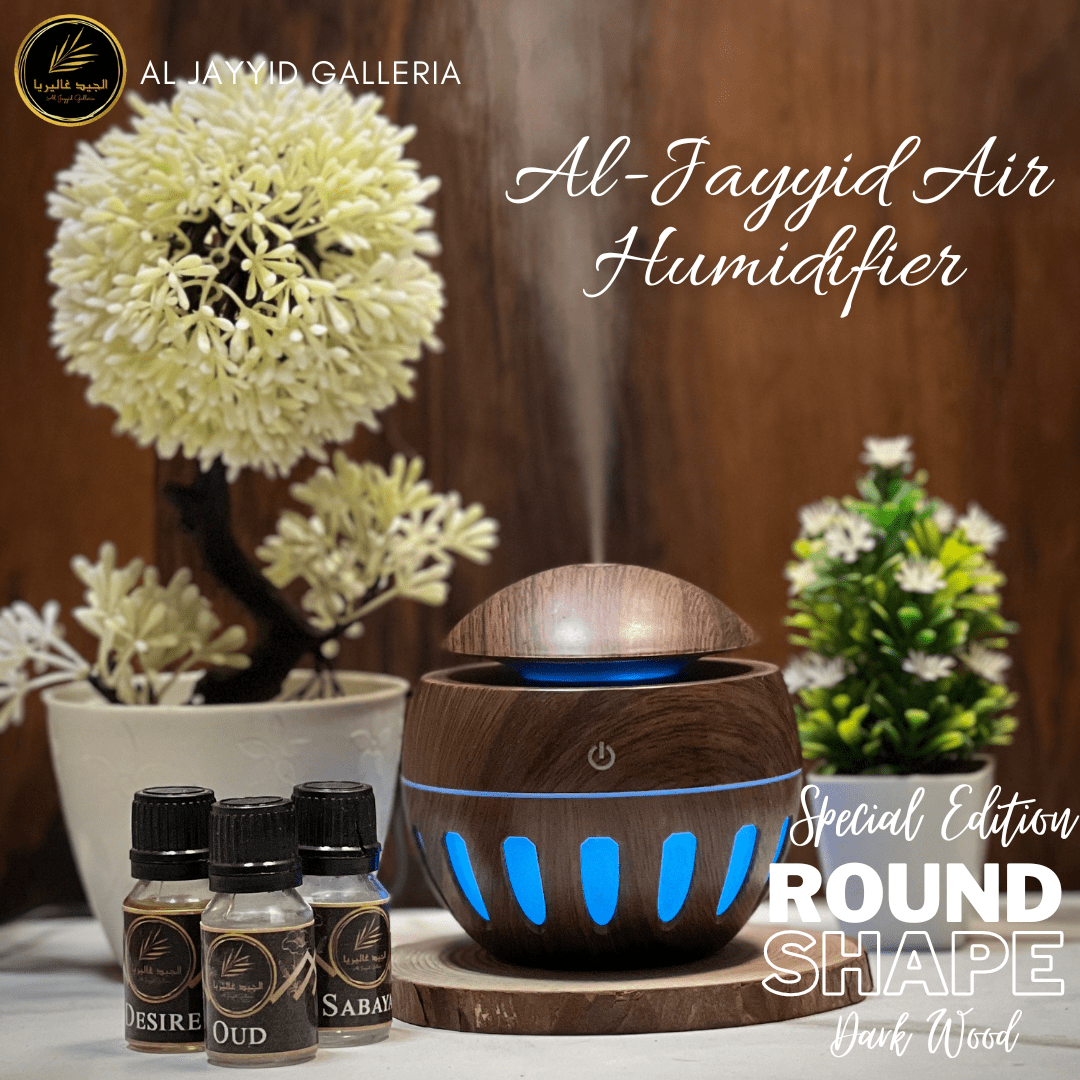 B. Al Jayyid Air Humidifier (SPECIAL EDITION ROUND) with 3 free fragrances | Aroma Diffuser | Oud, Sabaya, Desire.