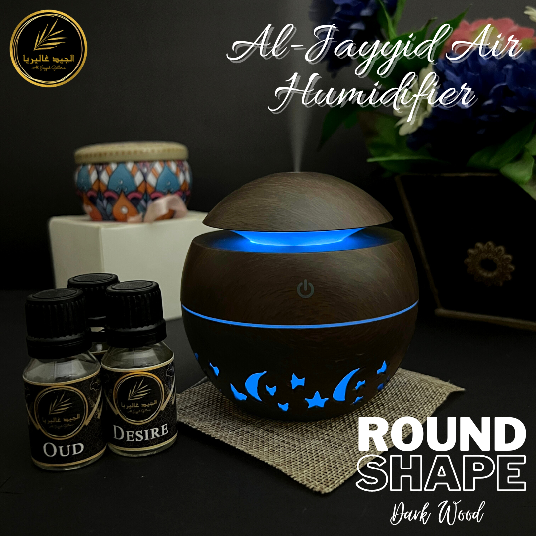 B. Al Jayyid Air Humidifier (STAR EDITION ROUND) with 3 free fragrances | Aroma Diffuser | Oud, Sabaya, Desire.