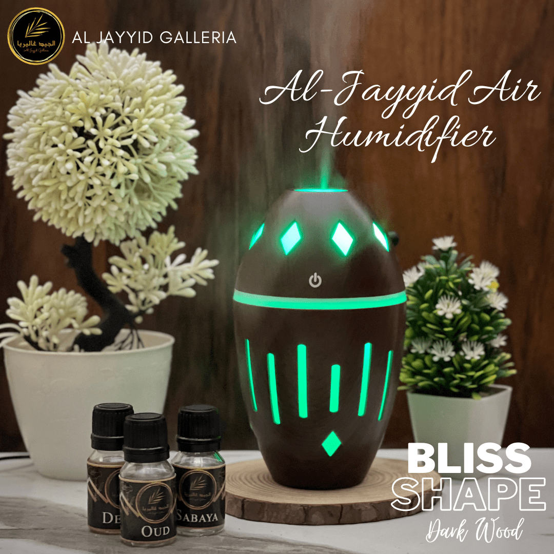 Air Humidifier Bliss Shape by Al Jayyid Galleria in dark wood colour.