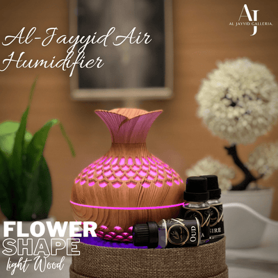 Air Humidifier Flower Shape by Al Jayyid Galleria in light wood colour with 3 free scents.