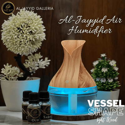 Air Humidifier vessel Shape in light wood colour by Al Jayyid Galleria.