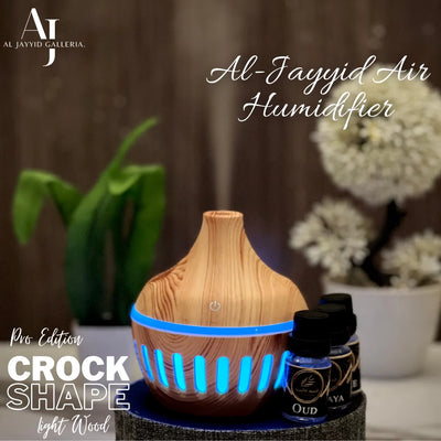 Crock Shape Air Humidifier in Light wood colour by Al Jayyid Galleria.