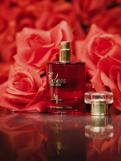 "Base notes of velvety rose in Eden For Her fragrance"