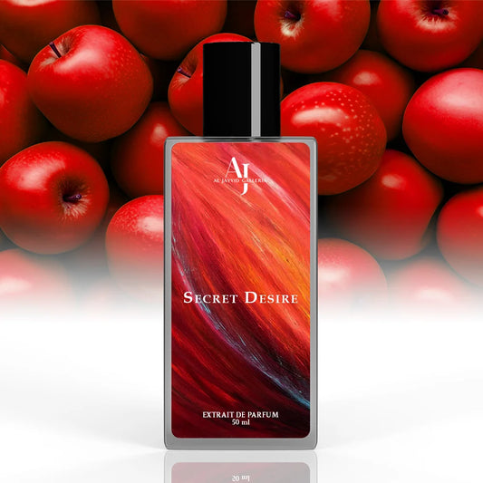 Secret Desire perfume bottle with fresh apple, lemon, and neroli notes for a refreshing scent for men.