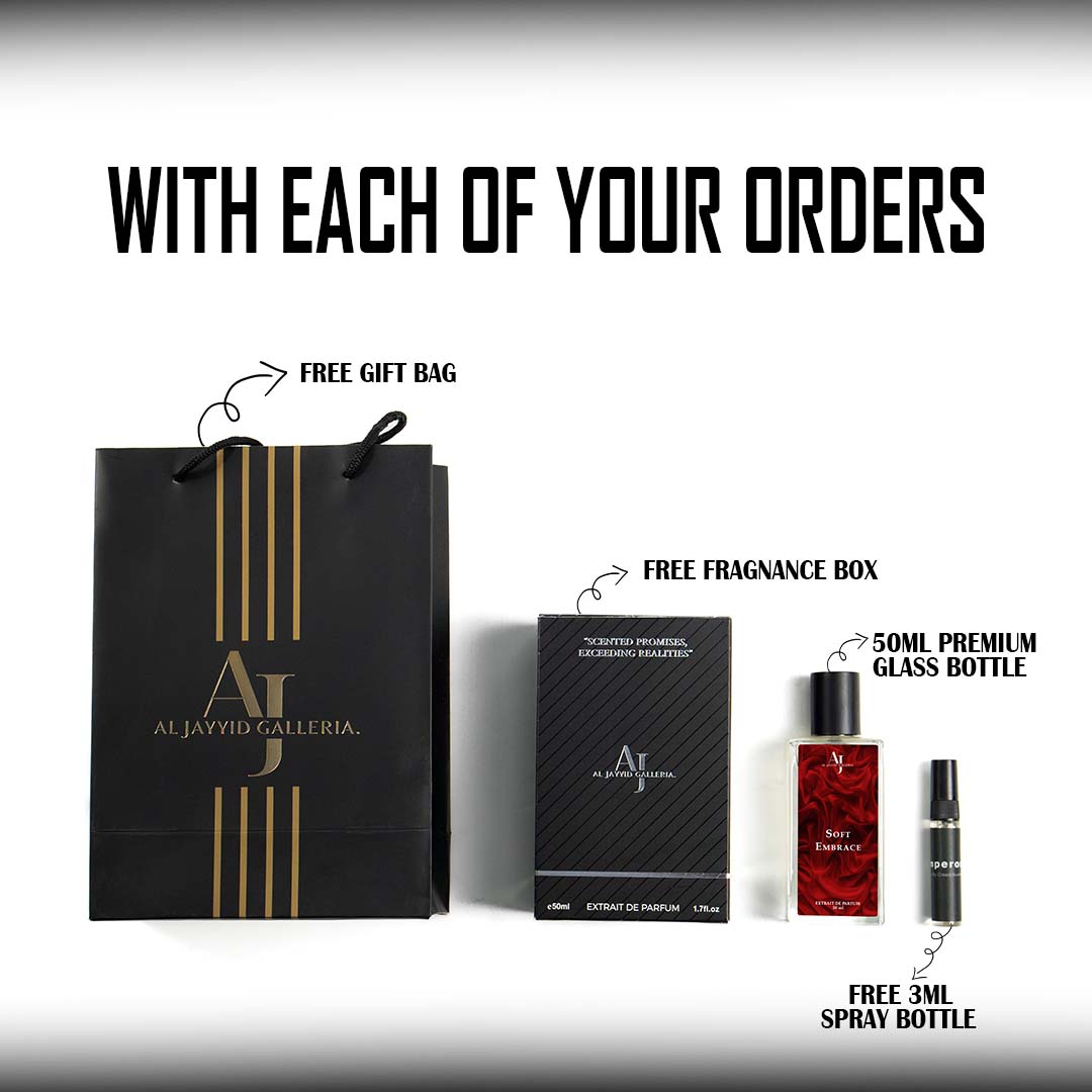 Soft Embrace perfume with free Fragrance box, Gift Bag & 3ml Bottle.