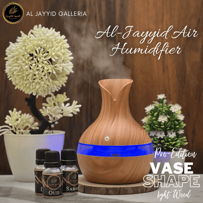 Vase Shape Air Humidifier in light wood colour by  Al Jayyid Galleria.