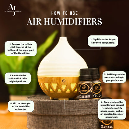 BARREL SHAPE (SPECIAL EDITION) Air Humidifier with 3 Free Fragrances | Oud, Sabaya & Desire.