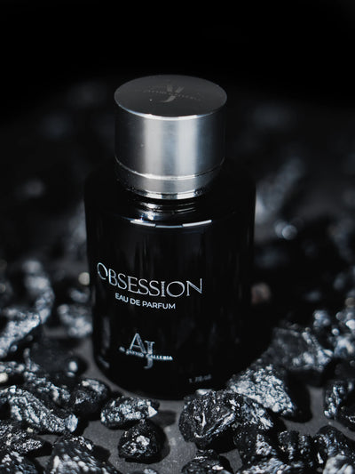 "Obsession fragrance with top notes of rich woods"